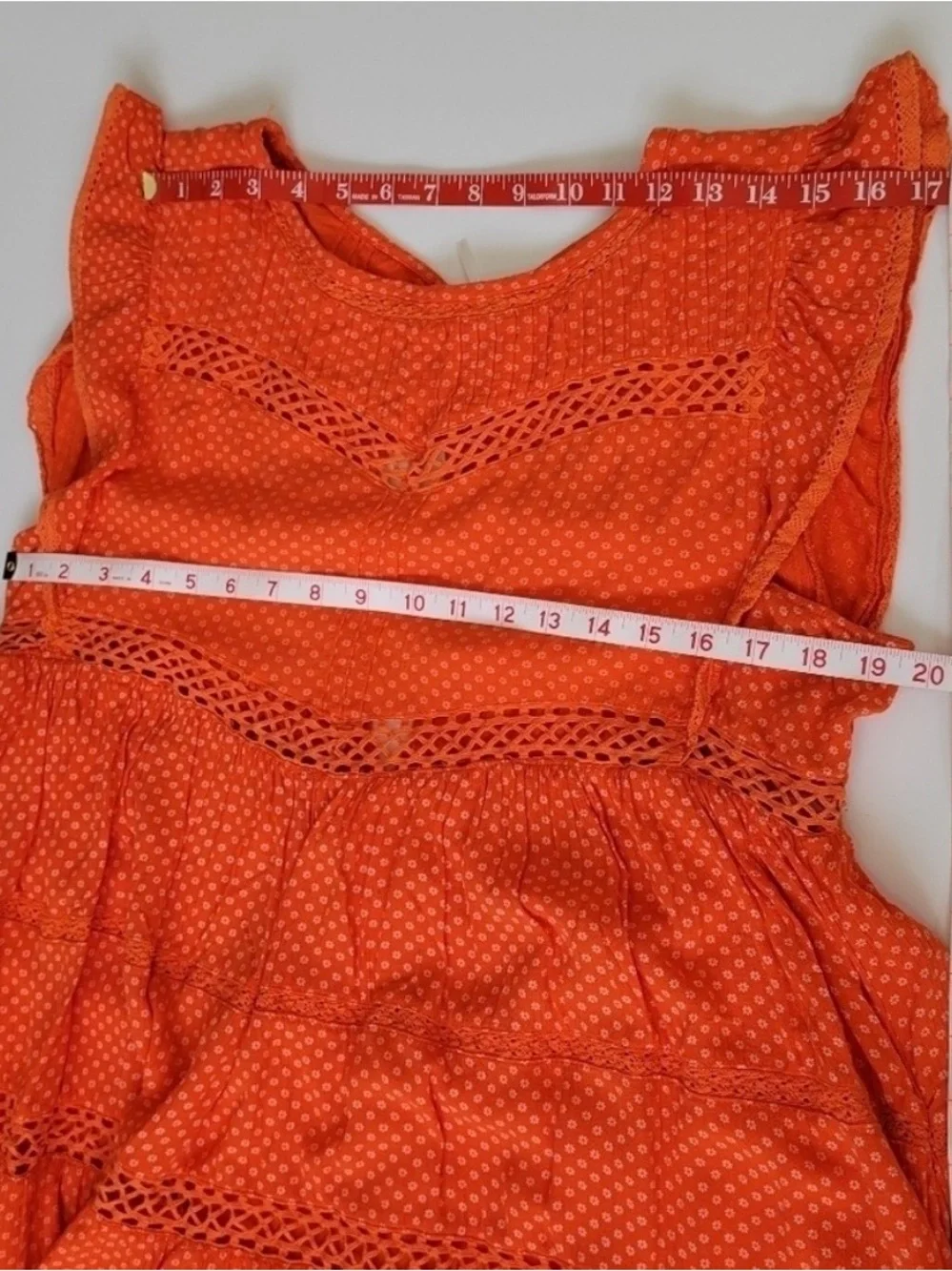 Free People Retro Kitty Dress Large Boho‎ A line Spring Floral Babydoll Orange